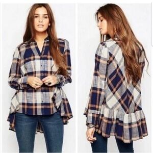 Free People Peppy In Plaid Boho Button Up